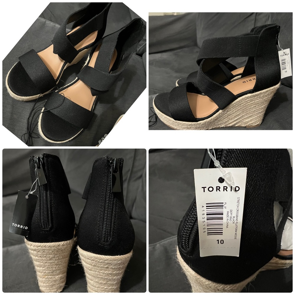 Torrid Black Wedge Sandals 10W